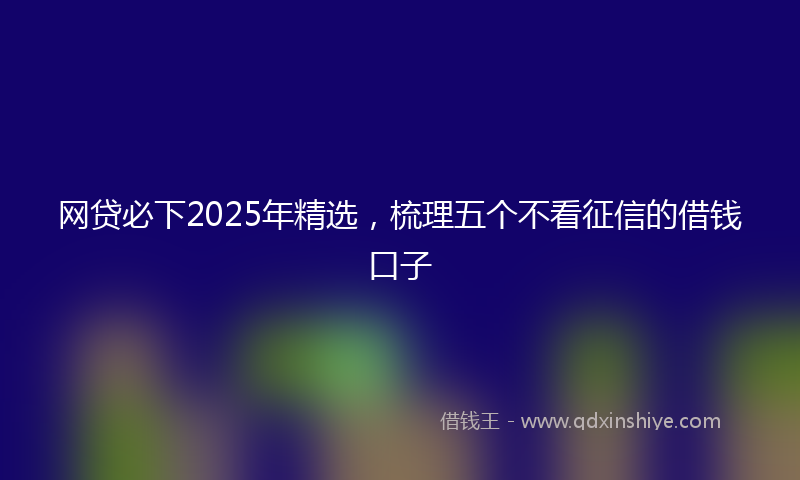 网贷必下2025年精选，梳理五个不看征信的借钱口子