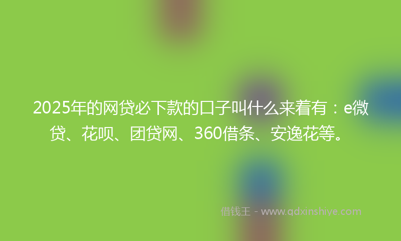 2025年的网贷必下款的口子叫什么来着有：e微贷、花呗、团贷网、360借条、安逸花等。