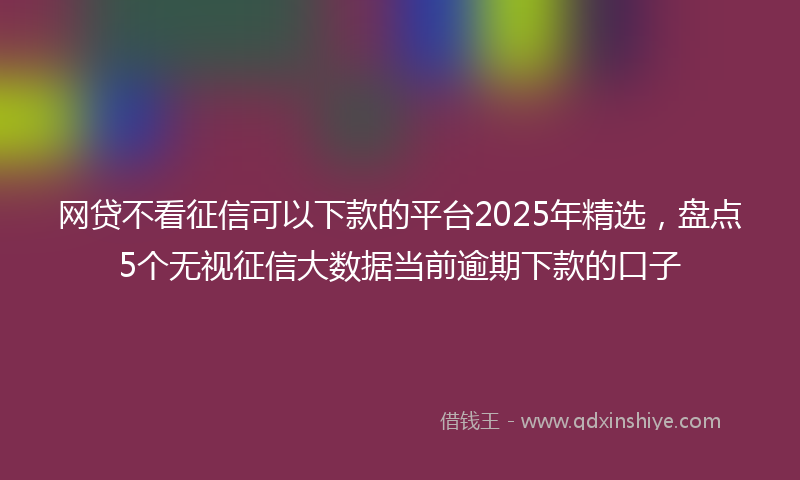网贷不看征信可以下款的平台2025年精选，盘点5个无视征信大数据当前逾期下款的口子