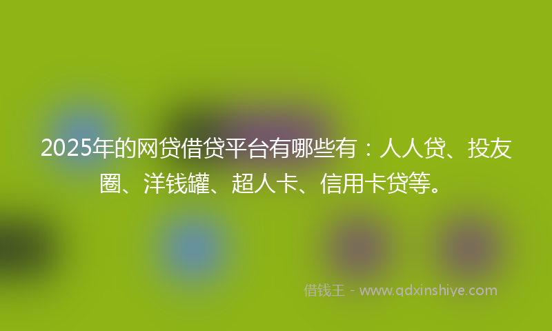 2025年的网贷借贷平台有哪些有：人人贷、投友圈、洋钱罐、超人卡、信用卡贷等。