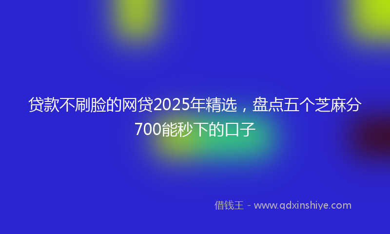 贷款不刷脸的网贷2025年精选，盘点五个芝麻分700能秒下的口子
