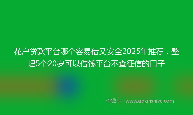 花户贷款平台哪个容易借又安全2025年推荐，整理5个20岁可以借钱平台不查征信的口子
