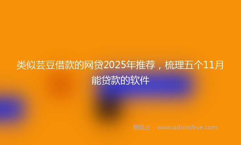 类似芸豆借款的网贷2025年推荐，梳理五个11月能贷款的软件
