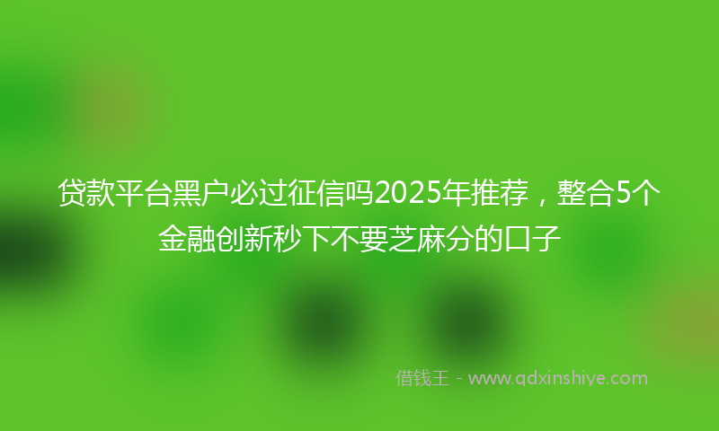 贷款平台黑户必过征信吗2025年推荐，整合5个金融创新秒下不要芝麻分的口子
