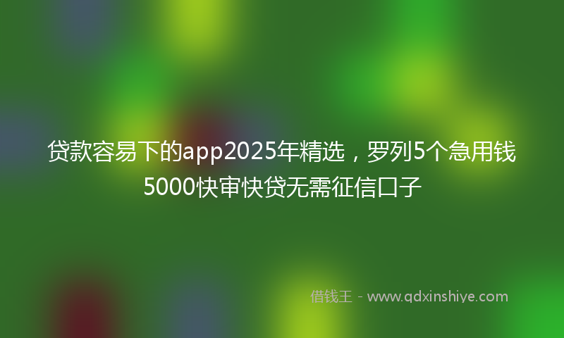 贷款容易下的app2025年精选，罗列5个急用钱5000快审快贷无需征信口子