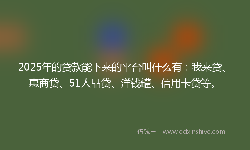 2025年的贷款能下来的平台叫什么有：我来贷、惠商贷、51人品贷、洋钱罐、信用卡贷等。