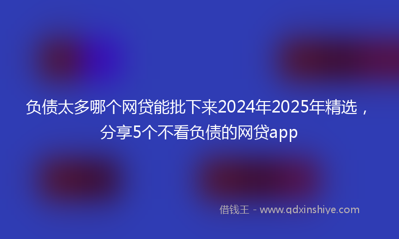 负债太多哪个网贷能批下来2024年2025年精选，分享5个不看负债的网贷app