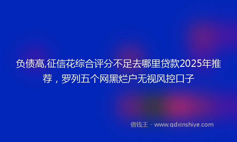 负债高,征信花综合评分不足去哪里贷款2025年推荐，罗列五个网黑烂户无视风控口子