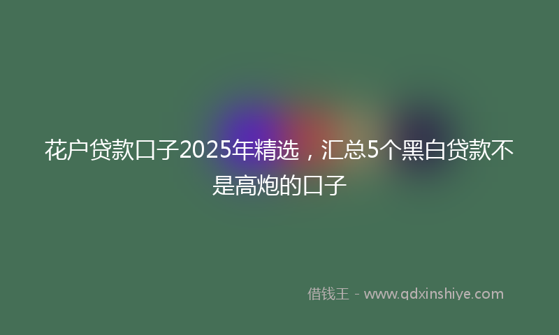 花户贷款口子2025年精选,汇总5个黑白贷款不是高炮的口子