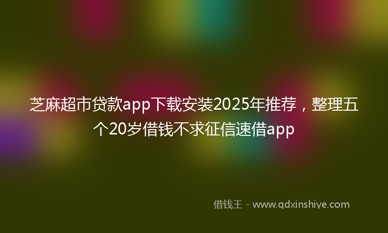 芝麻超市贷款app下载安装2025年推荐，整理五个20岁借钱不求征信速借app