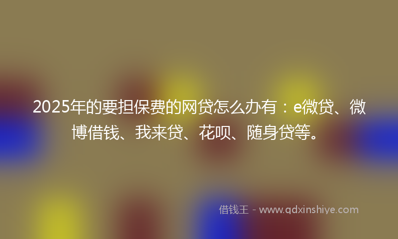 2025年的要担保费的网贷怎么办有：e微贷、微博借钱、我来贷、花呗、随身贷等。