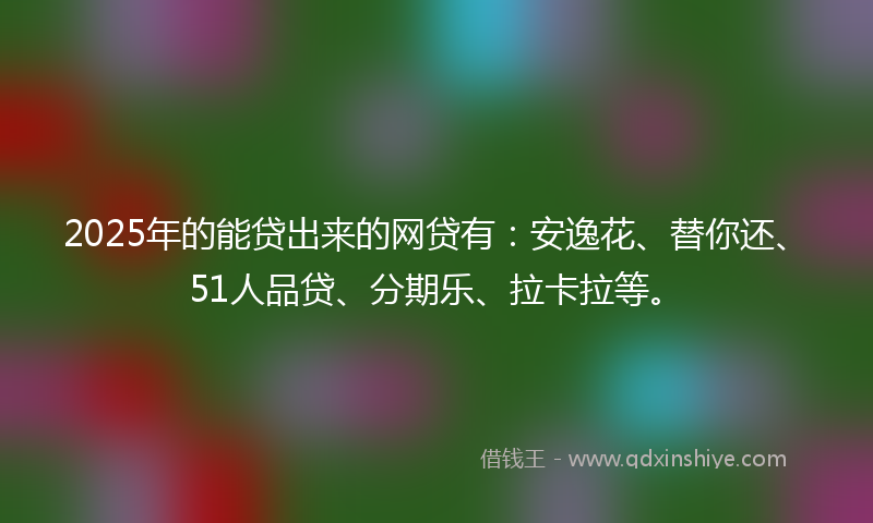 2025年的能贷出来的网贷有：安逸花、替你还、51人品贷、分期乐、拉卡拉等。