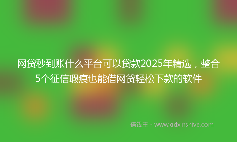 网贷秒到账什么平台可以贷款2025年精选，整合5个征信瑕疵也能借网贷轻松下款的软件