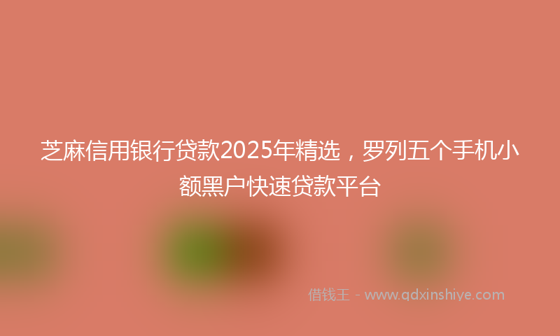 芝麻信用银行贷款2025年精选，罗列五个手机小额黑户快速贷款平台