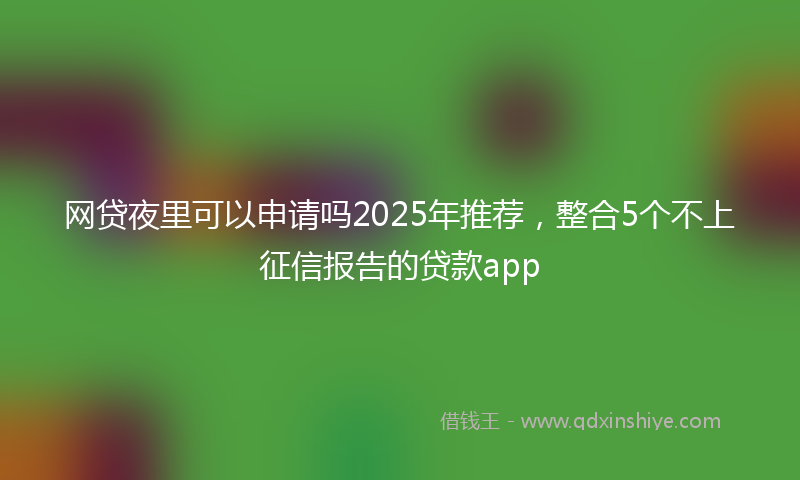 网贷夜里可以申请吗2025年推荐，整合5个不上征信报告的贷款app