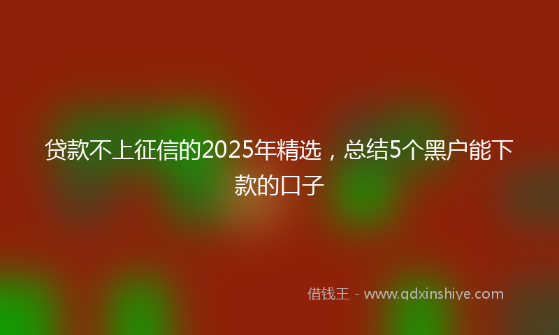 贷款不上征信的2025年精选，总结5个黑户能下款的口子