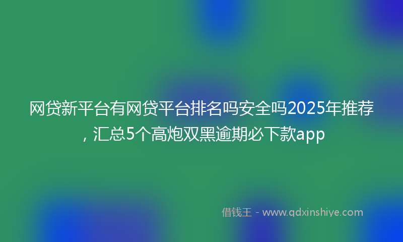 网贷新平台有网贷平台排名吗安全吗2025年推荐，汇总5个高炮双黑逾期必下款app
