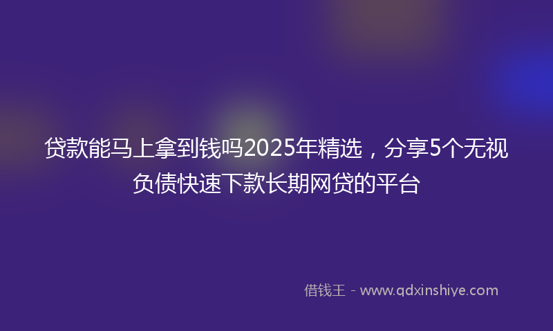 贷款能马上拿到钱吗2025年精选，分享5个无视负债快速下款长期网贷的平台