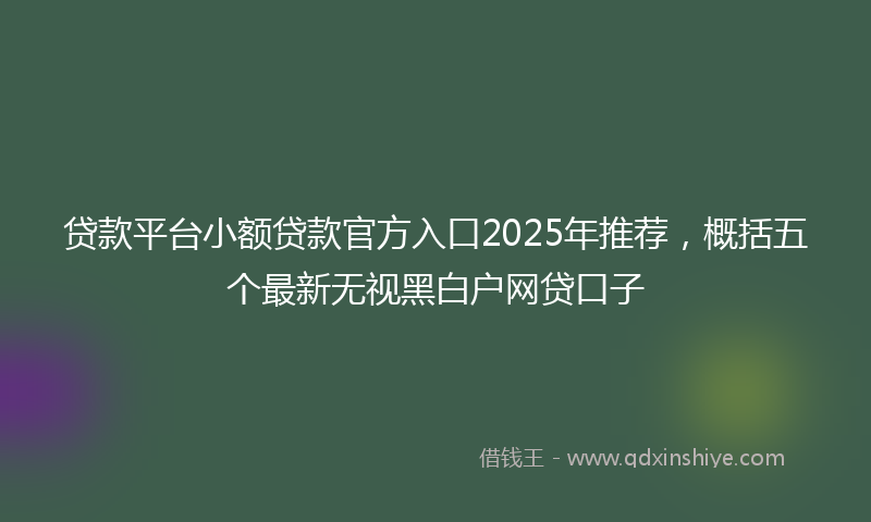 贷款平台小额贷款官方入口2025年推荐，概括五个最新无视黑白户网贷口子