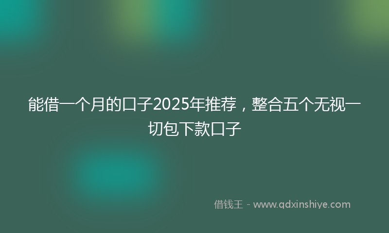 能借一个月的口子2025年推荐，整合五个无视一切包下款口子