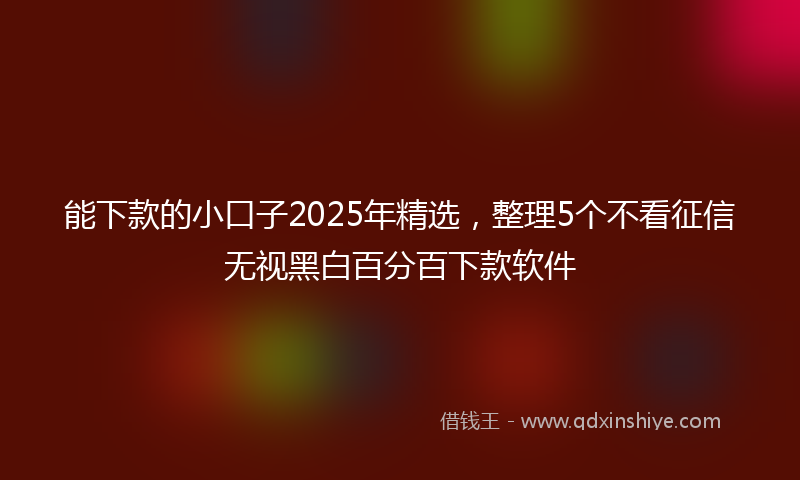 能下款的小口子2025年精选，整理5个不看征信无视黑白百分百下款软件