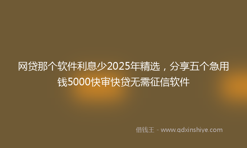 网贷那个软件利息少2025年精选，分享五个急用钱5000快审快贷无需征信软件