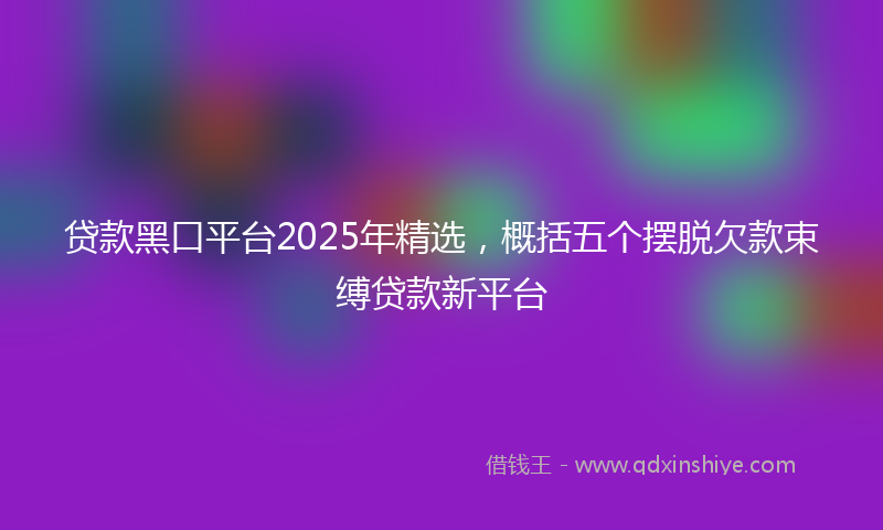 贷款黑口平台2025年精选，概括五个摆脱欠款束缚贷款新平台