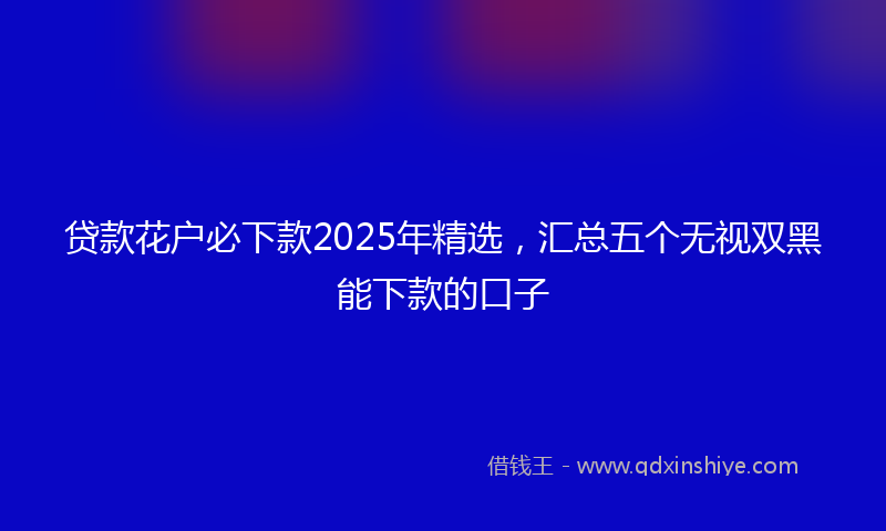 贷款花户必下款2025年精选，汇总五个无视双黑能下款的口子