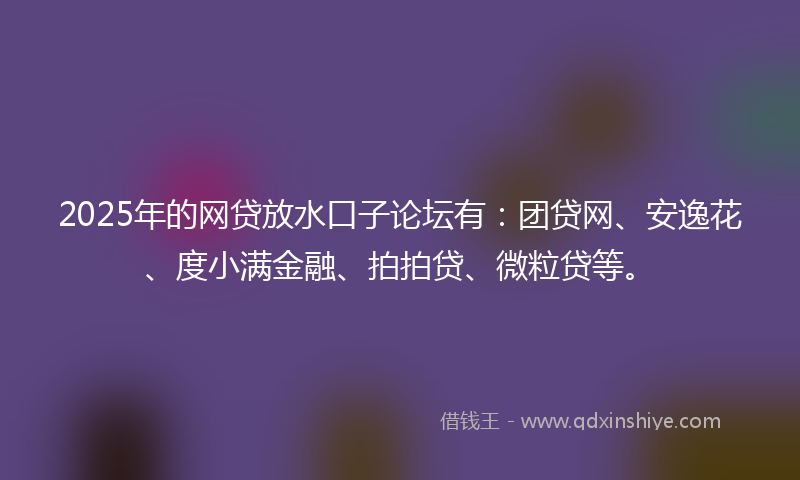 2025年的网贷放水口子论坛有：团贷网、安逸花、度小满金融、拍拍贷、微粒贷等。