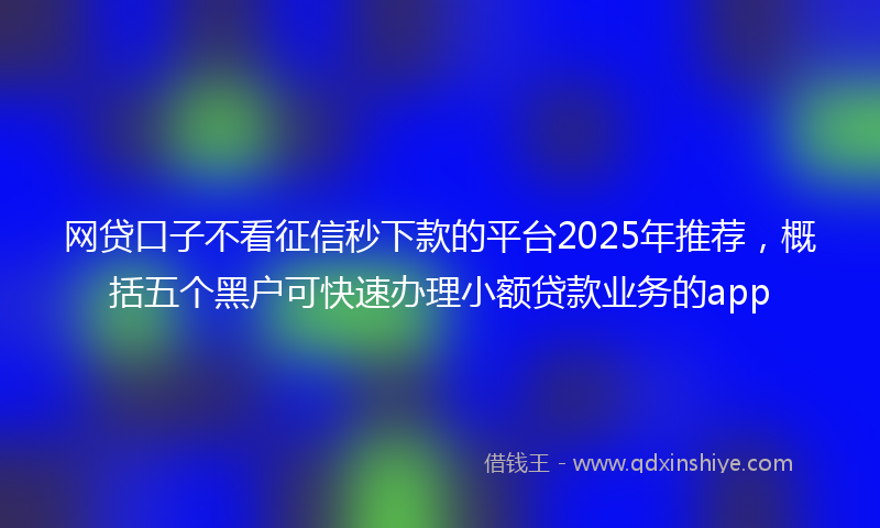 网贷口子不看征信秒下款的平台2025年推荐，概括五个黑户可快速办理小额贷款业务的app