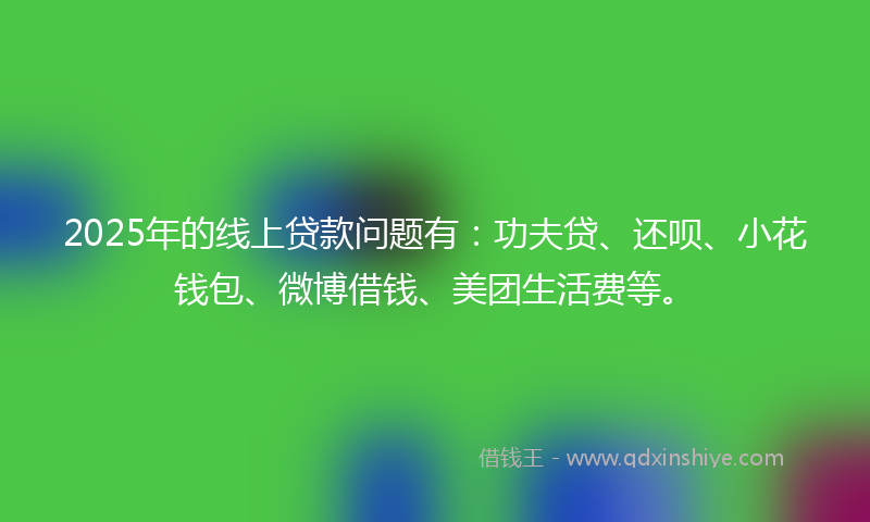 2025年的线上贷款问题有：功夫贷、还呗、小花钱包、微博借钱、美团生活费等。