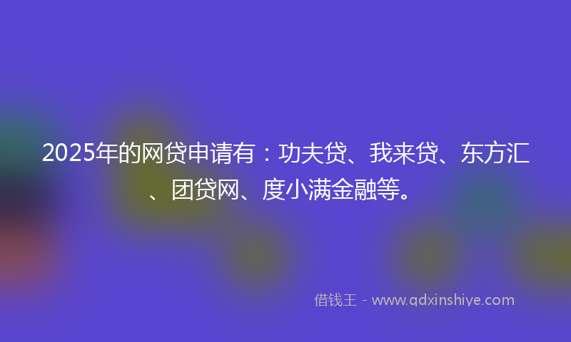 2025年的网贷申请有：功夫贷、我来贷、东方汇、团贷网、度小满金融等。