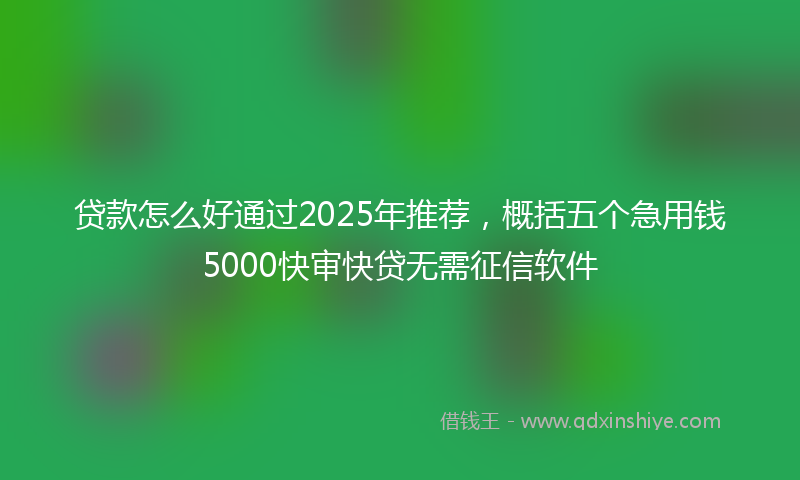 贷款怎么好通过2025年推荐，概括五个急用钱5000快审快贷无需征信软件