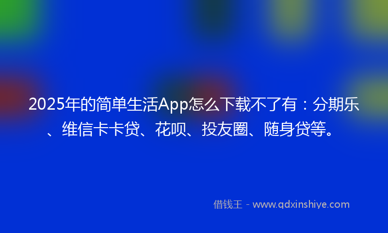 2025年的简单生活App怎么下载不了有：分期乐、维信卡卡贷、花呗、投友圈、随身贷等。