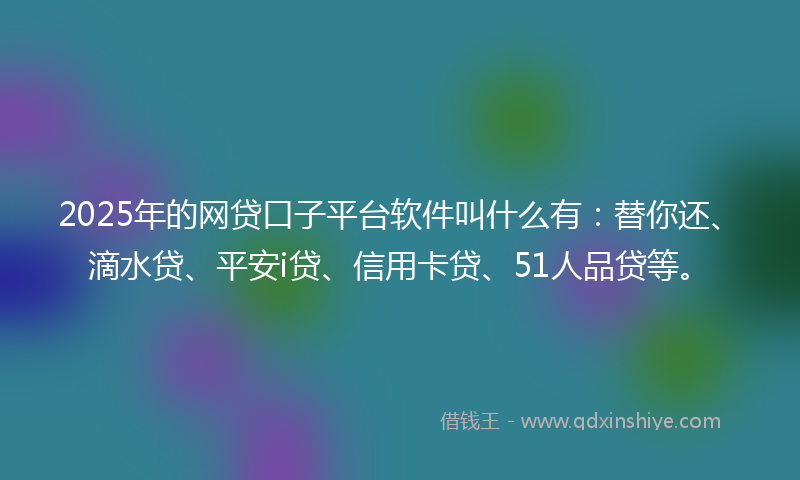 2025年的网贷口子平台软件叫什么有：替你还、滴水贷、平安i贷、信用卡贷、51人品贷等。
