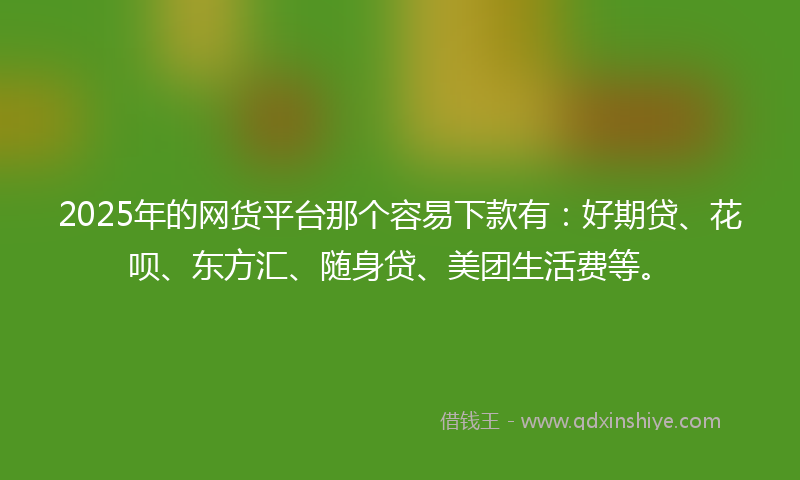 2025年的网货平台那个容易下款有：好期贷、花呗、东方汇、随身贷、美团生活费等。