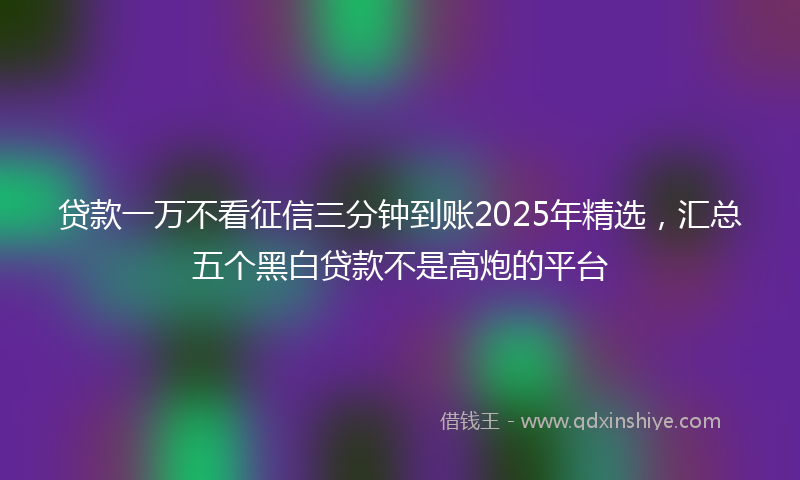贷款一万不看征信三分钟到账2025年精选，汇总五个黑白贷款不是高炮的平台