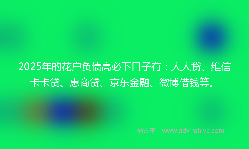 2025年的花户负债高必下口子有：人人贷、维信卡卡贷、惠商贷、京东金融、微博借钱等。