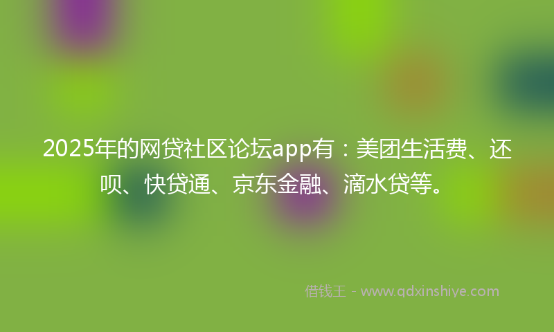 2025年的网贷社区论坛app有：美团生活费、还呗、快贷通、京东金融、滴水贷等。