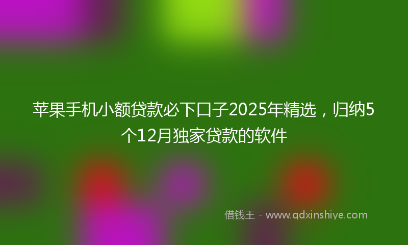 苹果手机小额贷款必下口子2025年精选，归纳5个12月独家贷款的软件