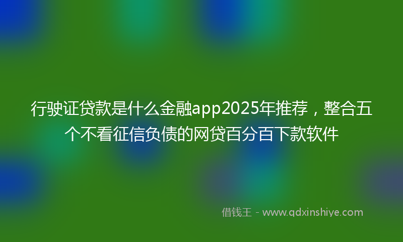 行驶证贷款是什么金融app2025年推荐，整合五个不看征信负债的网贷百分百下款软件