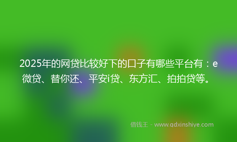 2025年的网贷比较好下的口子有哪些平台有：e微贷、替你还、平安i贷、东方汇、拍拍贷等。