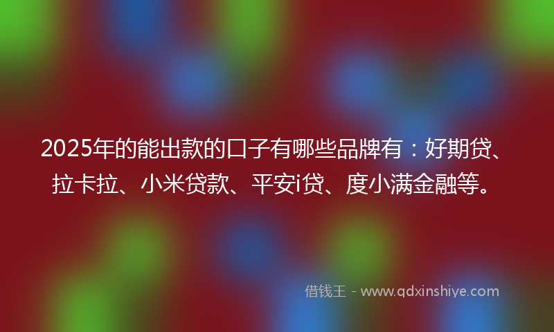 2025年的能出款的口子有哪些品牌有：好期贷、拉卡拉、小米贷款、平安i贷、度小满金融等。