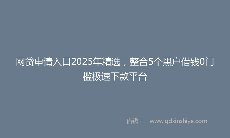 网贷申请入口2025年精选，整合5个黑户借钱0门槛极速下款平台