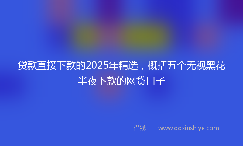贷款直接下款的2025年精选，概括五个无视黑花半夜下款的网贷口子