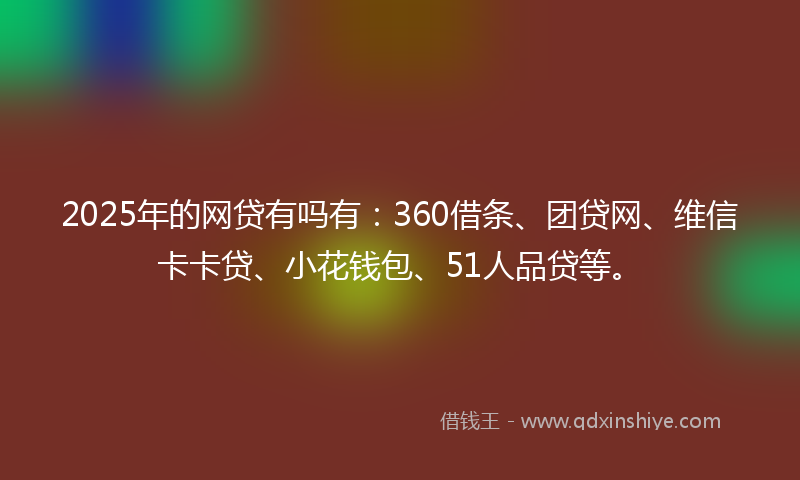 2025年的网贷有吗有：360借条、团贷网、维信卡卡贷、小花钱包、51人品贷等。