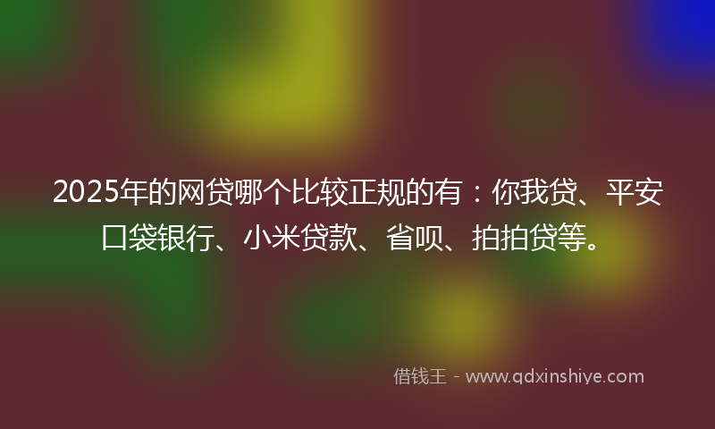 2025年的网贷哪个比较正规的有：你我贷、平安口袋银行、小米贷款、省呗、拍拍贷等。