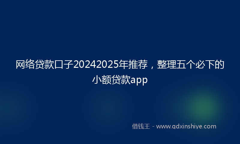网络贷款口子20242025年推荐，整理五个必下的小额贷款app