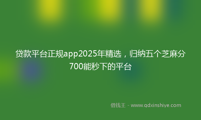 贷款平台正规app2025年精选，归纳五个芝麻分700能秒下的平台