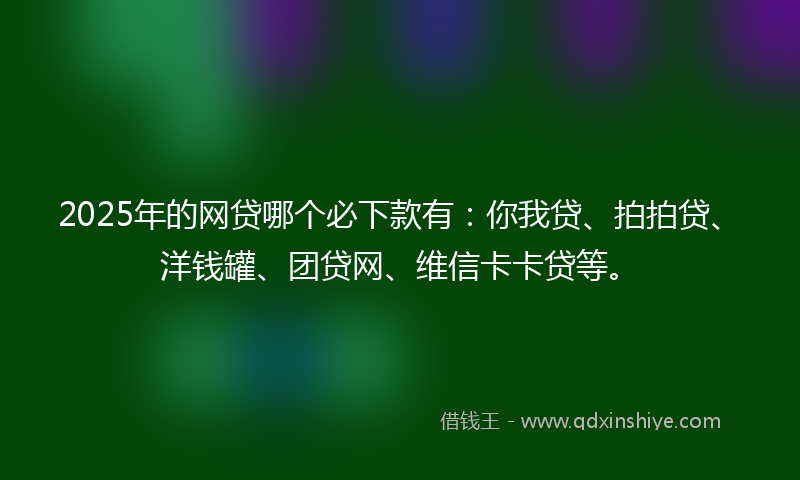 2025年的网贷哪个必下款有：你我贷、拍拍贷、洋钱罐、团贷网、维信卡卡贷等。